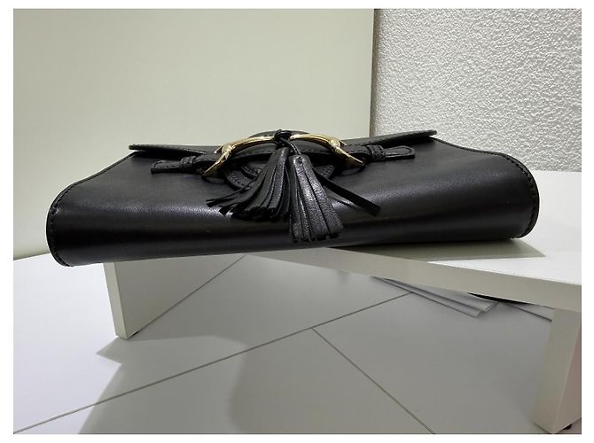 Gucci Emily Borsa a tracolla pelle nera Horsebit Nero Gold hardware - vista 6