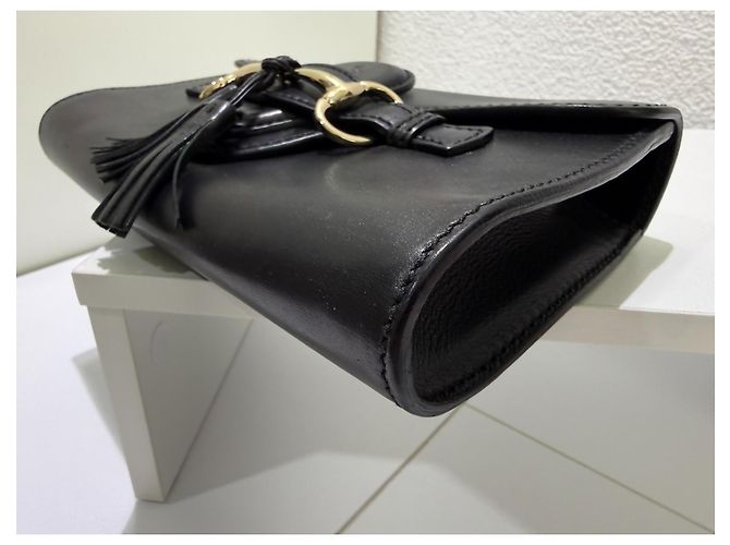 Gucci Emily Borsa a tracolla pelle nera Horsebit Nero Gold hardware - vista 8