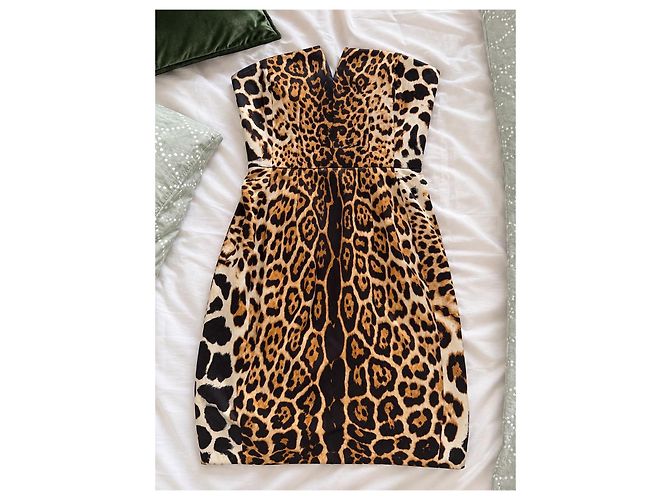 Yves Saint Laurent Abito bustier in seta leopardato Stampa leopardo - vista 2