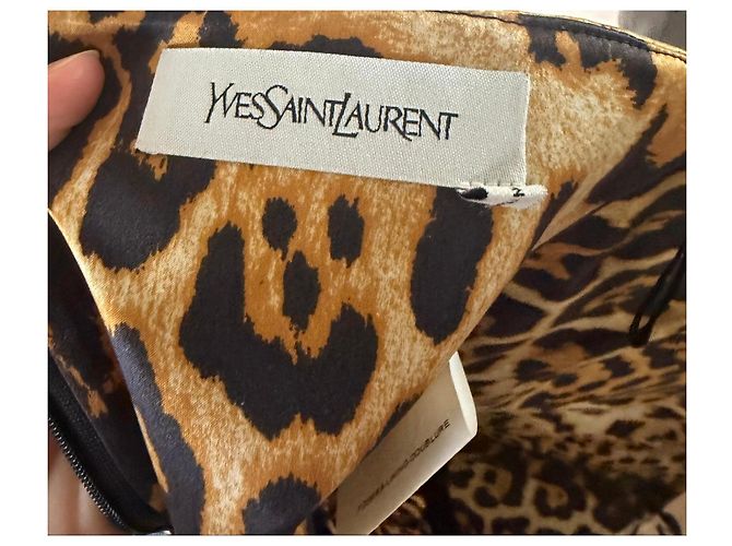 Yves Saint Laurent Abito bustier in seta leopardato Stampa leopardo - vista 3
