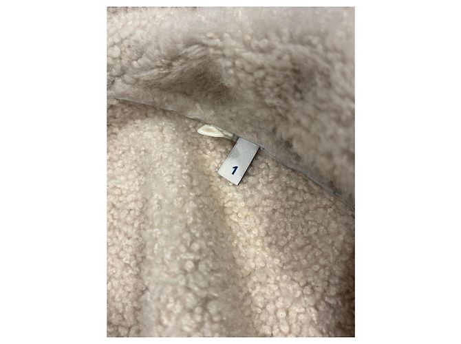 Giacca Moncler in pelle e piumino con cappuccio Bianco Beige - vista 4