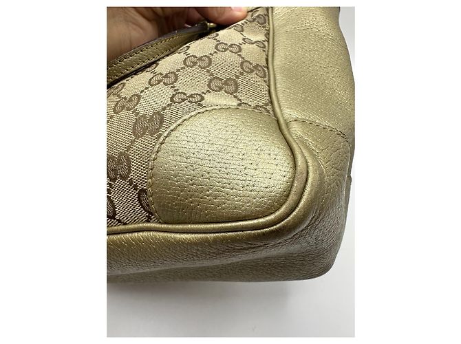 Sac cabas à fermeture éclair Gucci Bree GG Canvas Beige Doré - vue 12