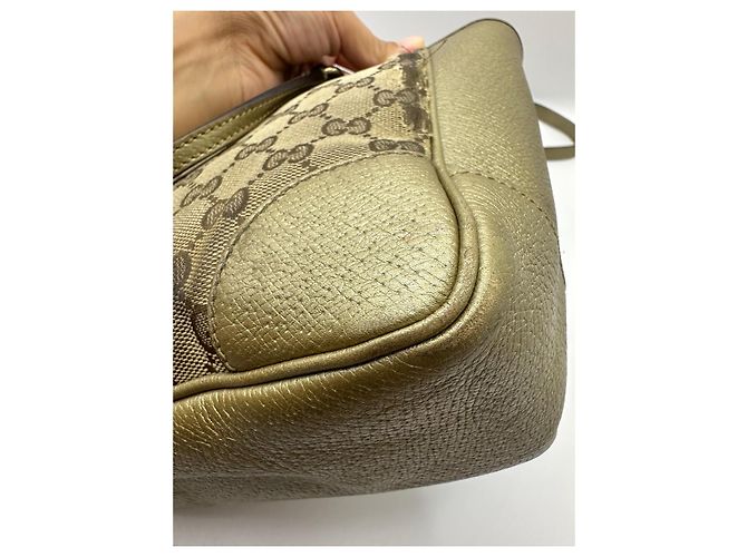 Sac cabas à fermeture éclair Gucci Bree GG Canvas Beige Doré - vue 14