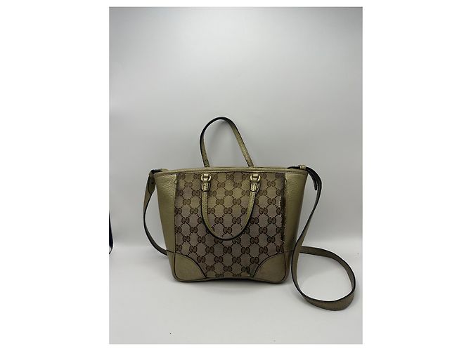 Sac cabas à fermeture éclair Gucci Bree GG Canvas Beige Doré - vue 2