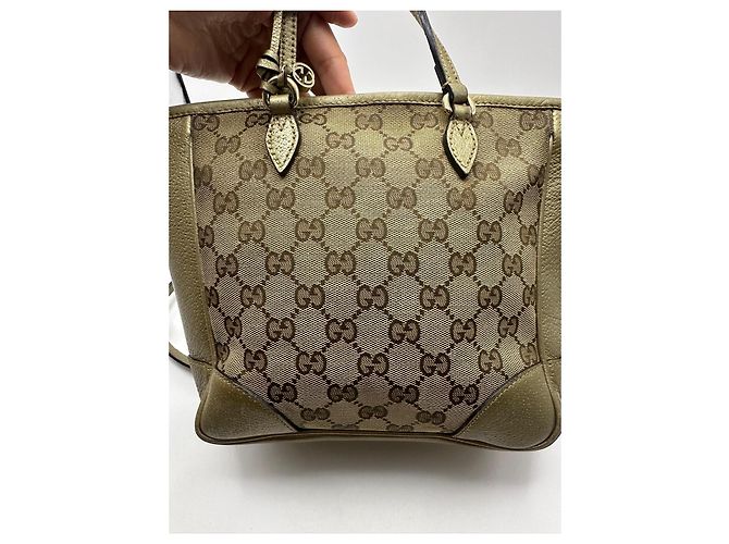 Sac cabas à fermeture éclair Gucci Bree GG Canvas Beige Doré - vue 5