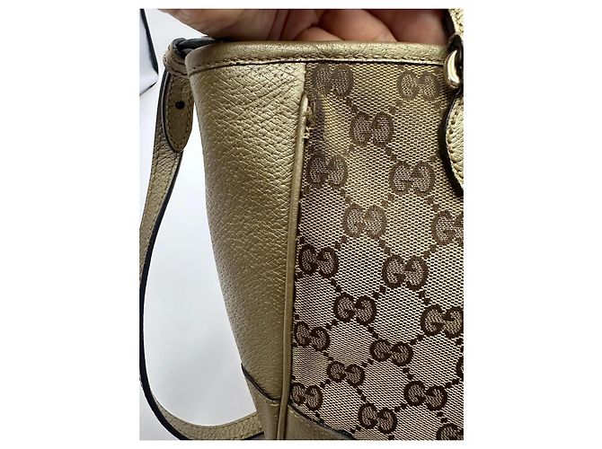 Sac cabas à fermeture éclair Gucci Bree GG Canvas Beige Doré - vue 6