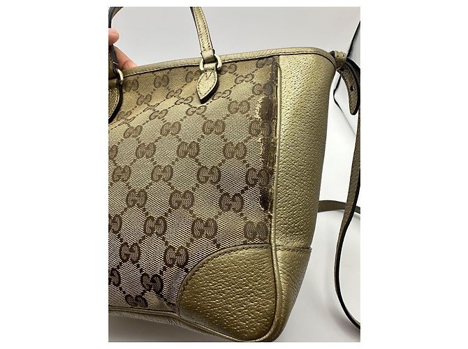 Sac cabas à fermeture éclair Gucci Bree GG Canvas Beige Doré - vue 7