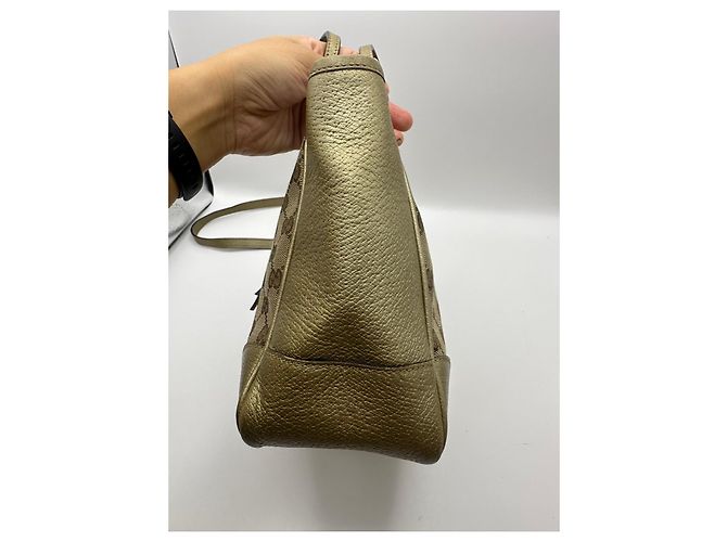 Sac cabas à fermeture éclair Gucci Bree GG Canvas Beige Doré - vue 8