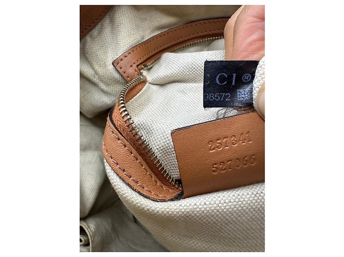 Gucci Boston Bag aus Monogramm-Canvas mit Streifen Braun Rot Beige - Ansicht 19