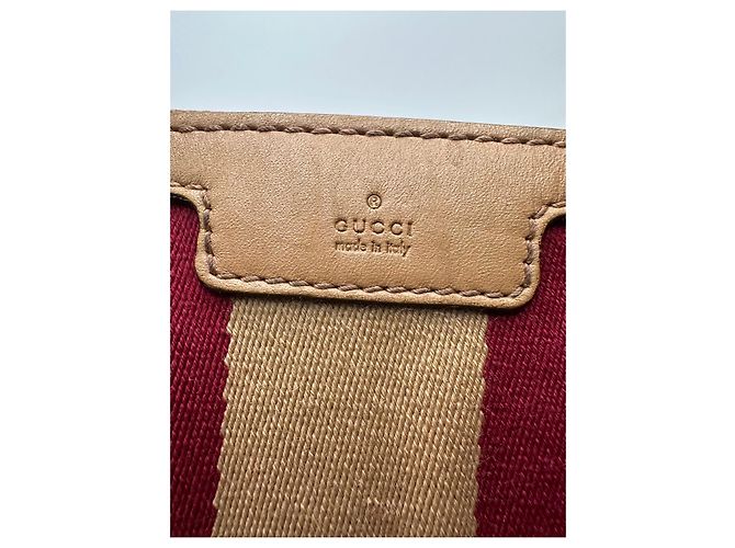 Gucci Boston Bag aus Monogramm-Canvas mit Streifen Braun Rot Beige - Ansicht 4