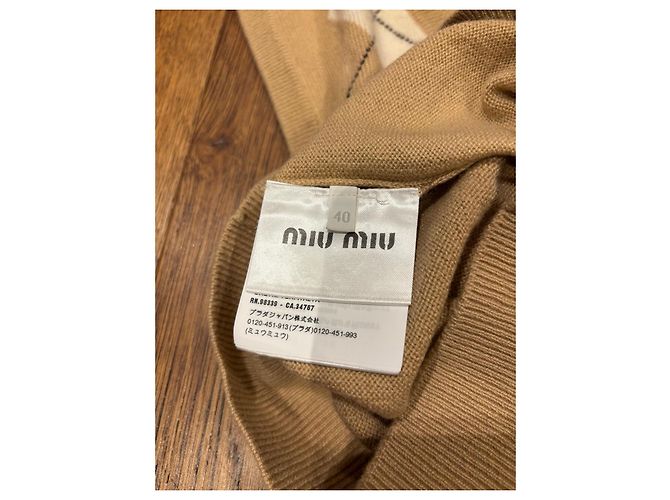 Miu Miu Argyle Strickweste aus Kaschmir Braun Weiß Beige - Ansicht 3