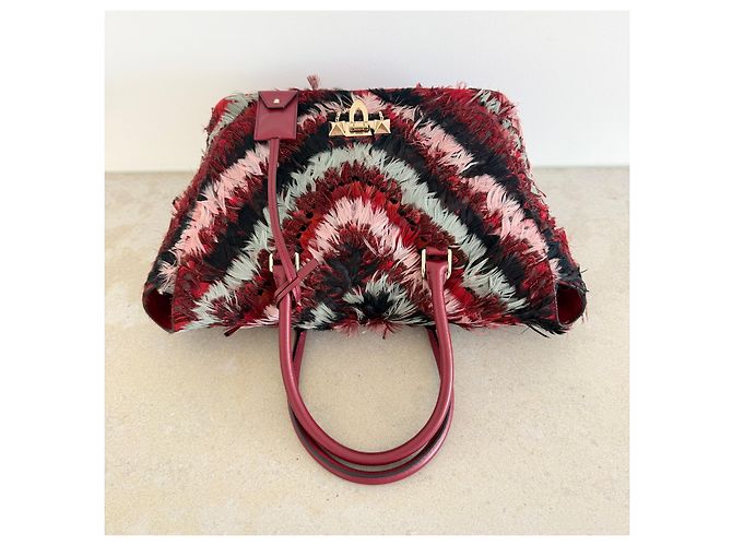 Valentino Borsa Demilune Media con Piume Nero Rosa Rosso Beige Grigio - vista 12