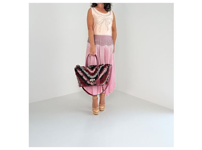 Valentino Borsa Demilune Media con Piume Nero Rosa Rosso Beige Grigio - vista 19