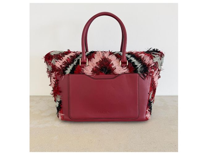 Valentino Borsa Demilune Media con Piume Nero Rosa Rosso Beige Grigio - vista 5