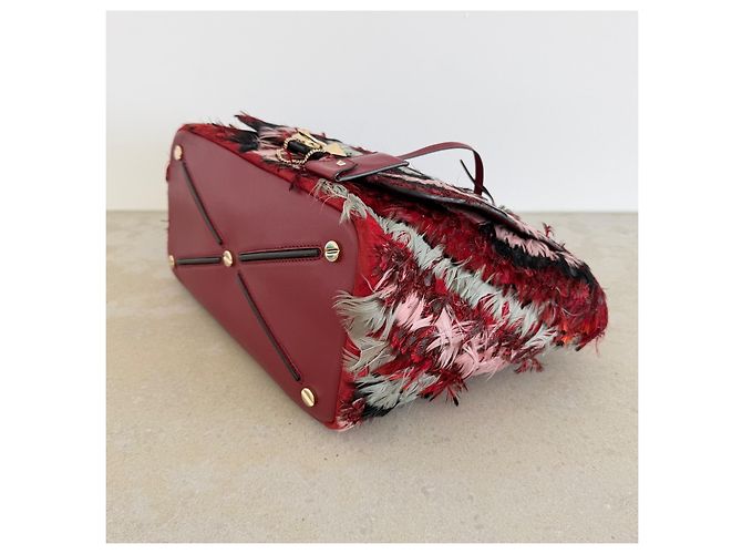 Valentino Borsa Demilune Media con Piume Nero Rosa Rosso Beige Grigio - vista 9