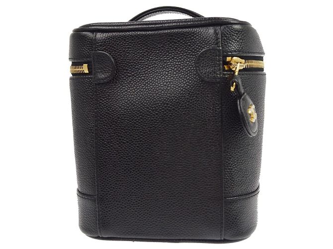 Chanel Vintage Kosmetiktasche aus Lammleder Tall Schwarz - Ansicht 2