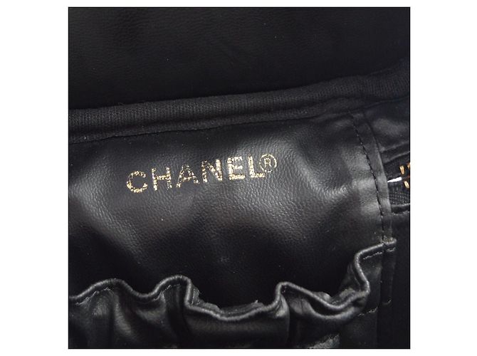 Chanel Vintage Kosmetiktasche aus Lammleder Tall Schwarz - Ansicht 4