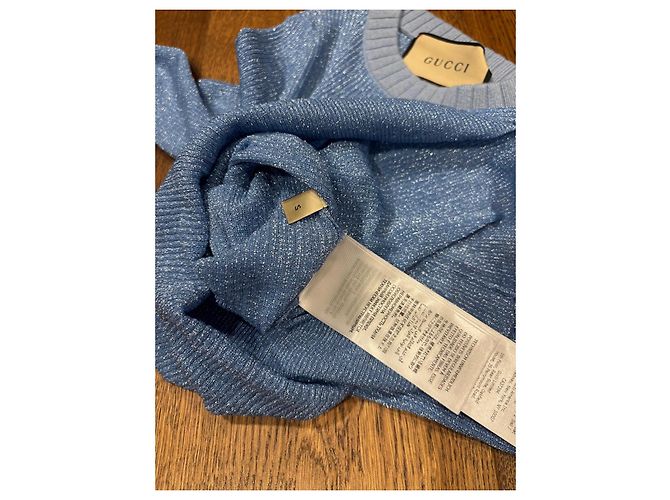 Gucci Rippstrickpullover Blau Metallic - Ansicht 4