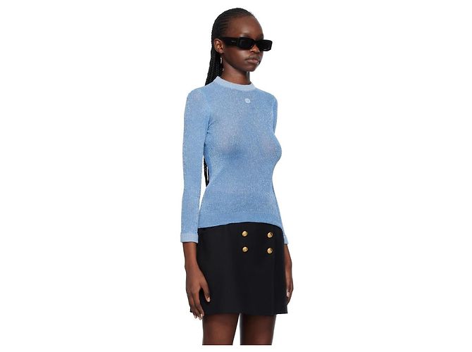 Gucci Rippstrickpullover Blau Metallic - Ansicht 5