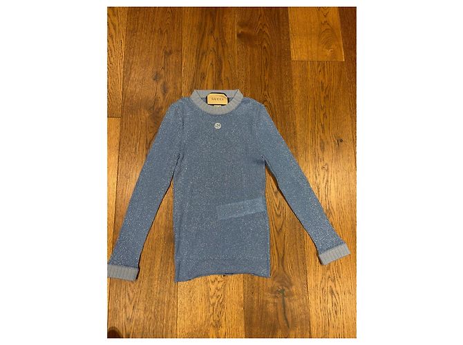 Gucci Rippstrickpullover Blau Metallic - Ansicht 7
