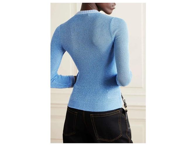 Gucci Rippstrickpullover Blau Metallic - Ansicht 8
