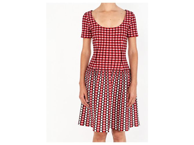 Vestido PRADA a cuadros – Colección Otoño-Invierno 2013 – Talla IT40 / S Negro Blanco Roja - vista 2