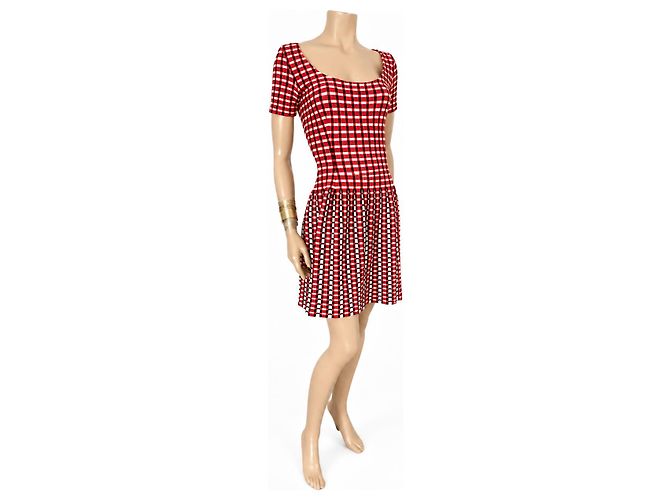 Vestido PRADA a cuadros – Colección Otoño-Invierno 2013 – Talla IT40 / S Negro Blanco Roja - vista 4