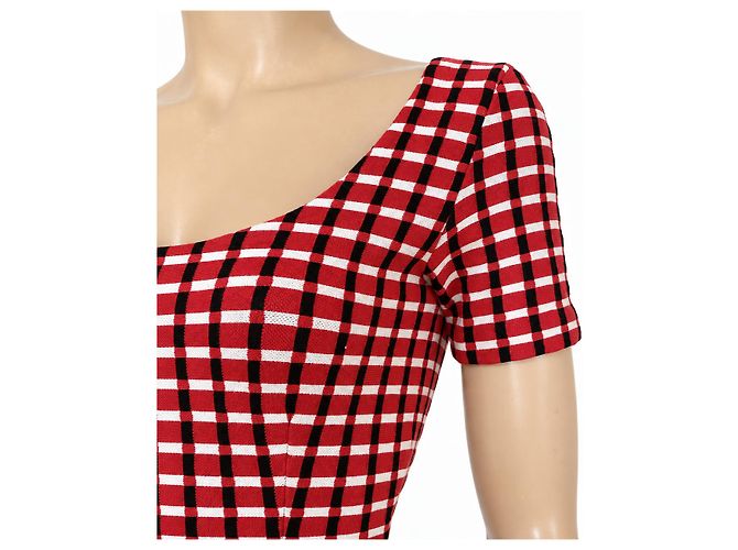 Vestido PRADA a cuadros – Colección Otoño-Invierno 2013 – Talla IT40 / S Negro Blanco Roja - vista 6