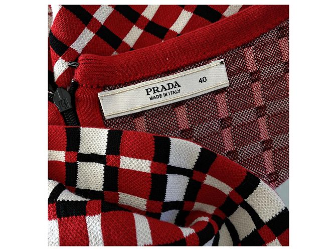 Vestido PRADA a cuadros – Colección Otoño-Invierno 2013 – Talla IT40 / S Negro Blanco Roja - vista 7