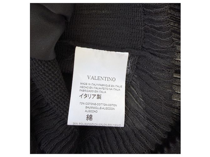 Valentino Schwarzes Strick-Midikleid mit Rüschensaum - Ansicht 7