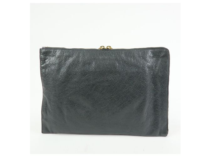 Balenciaga Clutch in Pelle Medium Zip Around Giant Studs Marrone - vista 2