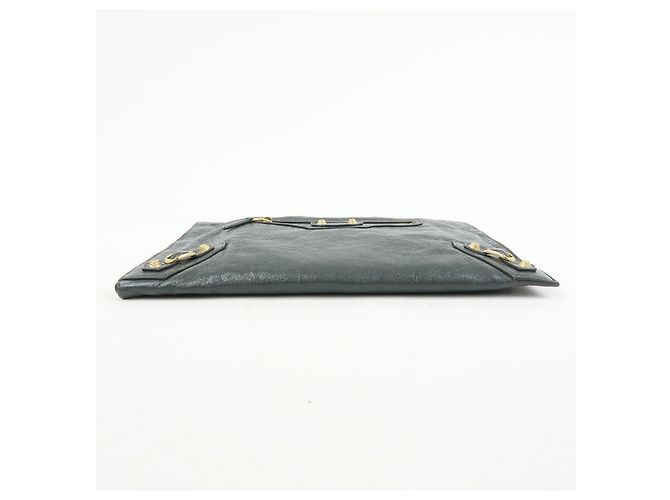 Balenciaga Clutch in Pelle Medium Zip Around Giant Studs Marrone - vista 5