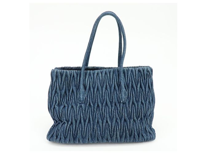 Miu Miu Convertible Matelassé Denim Small Blu - vista 2
