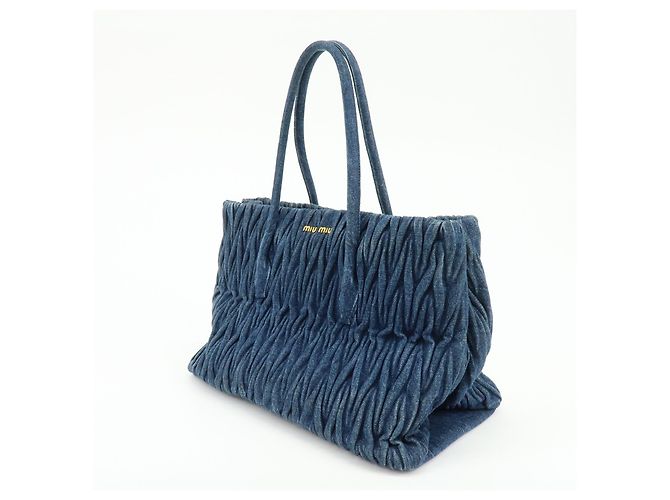 Miu Miu Convertible Matelassé Denim Small Blu - vista 3