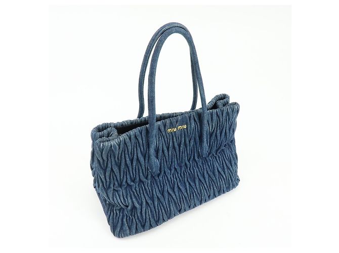 Miu Miu Convertible Matelassé Denim Small Blu - vista 4