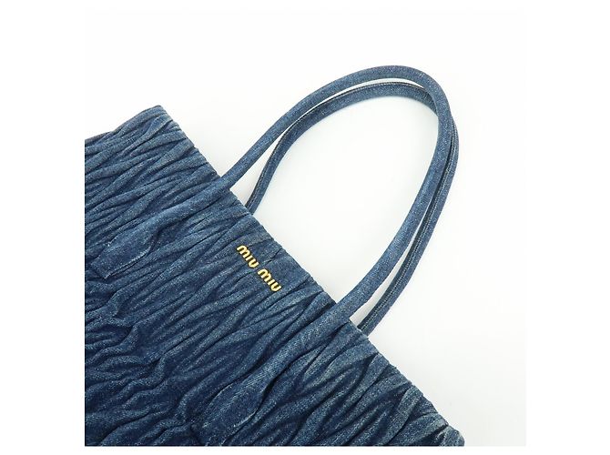 Miu Miu Convertible Matelassé Denim Small Blu - vista 5