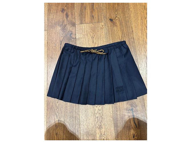 Miu Miu Mini saia plissada azul marinho Azul escuro - vista 2