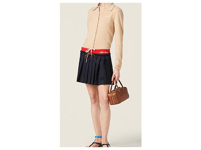 Miu Miu Mini saia plissada azul marinho Azul escuro - vista 5