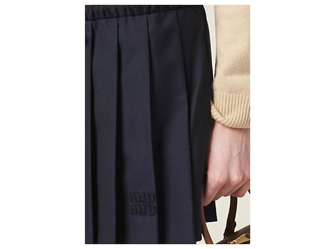 Miu Miu Mini saia plissada azul marinho Azul escuro - vista 8