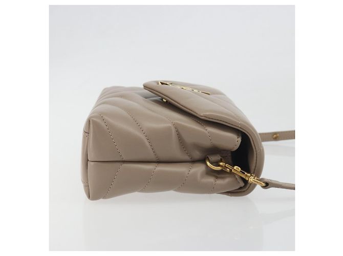 Autre Marque Saint Laurent Loulou Puffer Quilted Leather Small Beige - vista 3