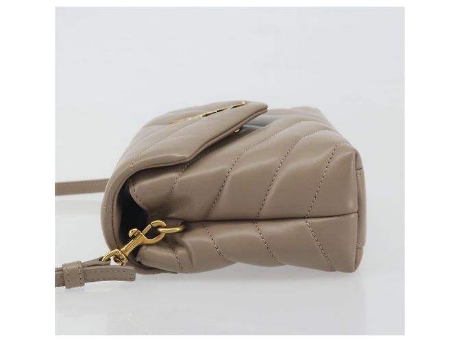 Autre Marque Saint Laurent Loulou Puffer Quilted Leather Small Beige - vista 4