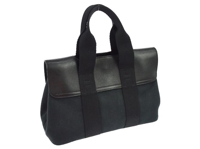 Hermès Hermes Valparaiso East West Toile and Leather PM Nero - vista 2