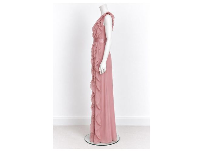 Vera Wang Regency Long einschultriges rosa Rüschenkleid Pink - Ansicht 4