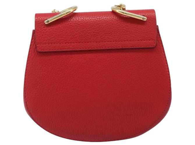 Chloé Chloe Drew Chain Schultertasche aus Leder Rot Goldfarben Auth bs37070A - Ansicht 2