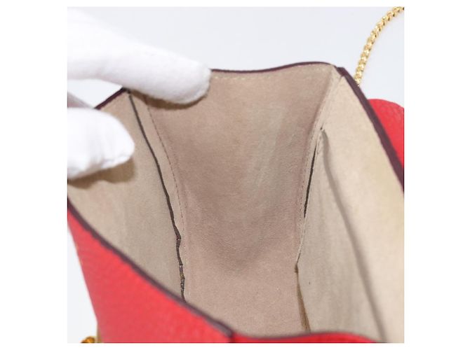 Chloé Chloe Drew Chain Schultertasche aus Leder Rot Goldfarben Auth bs37070A - Ansicht 22