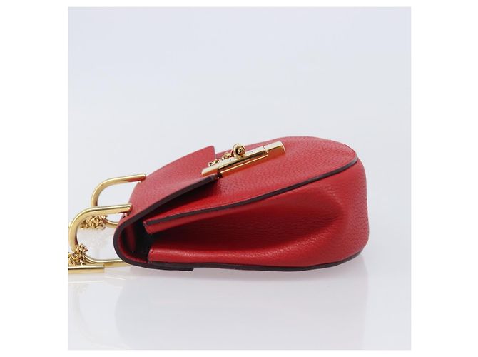 Chloé Chloe Drew Chain Schultertasche aus Leder Rot Goldfarben Auth bs37070A - Ansicht 4
