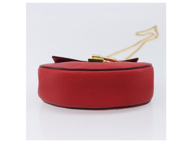 Chloé Chloe Drew Chain Schultertasche aus Leder Rot Goldfarben Auth bs37070A - Ansicht 5