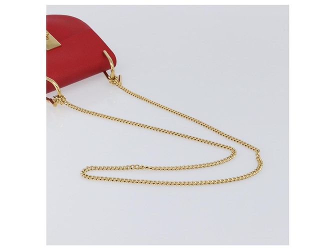 Chloé Chloe Drew Chain Schultertasche aus Leder Rot Goldfarben Auth bs37070A - Ansicht 7