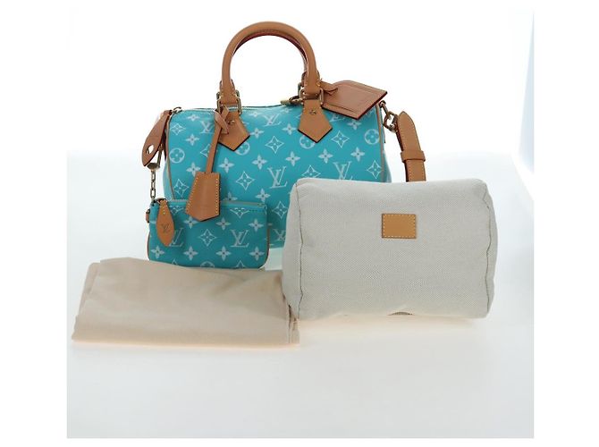 Borsa LOUIS VUITTON Speedy P9 Bandouliere 25 Turquoise Blue M11561 Auth BA15809SM Turchese Monogramma - vista 12