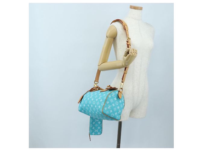 Borsa LOUIS VUITTON Speedy P9 Bandouliere 25 Turquoise Blue M11561 Auth BA15809SM Turchese Monogramma - vista 36